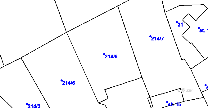 Parcela st. 214/6 v KÚ Trávník u Kladorub, Katastrální mapa