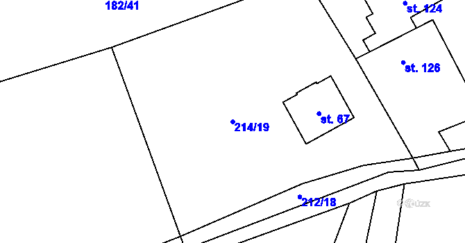Parcela st. 214/19 v KÚ Trávník u Kladorub, Katastrální mapa