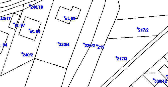 Parcela st. 220/2 v KÚ Trávník u Kladorub, Katastrální mapa