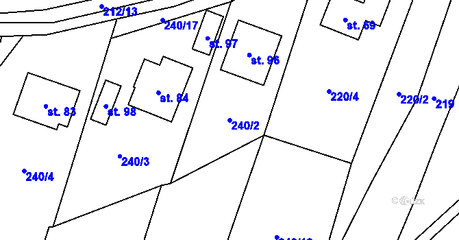 Parcela st. 240/2 v KÚ Trávník u Kladorub, Katastrální mapa