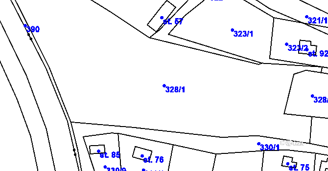 Parcela st. 328/1 v KÚ Trávník u Kladorub, Katastrální mapa