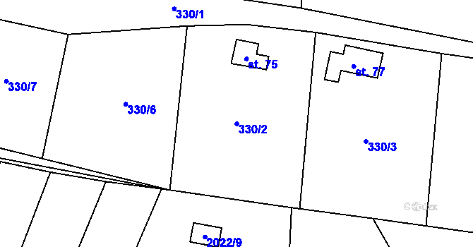 Parcela st. 330/2 v KÚ Trávník u Kladorub, Katastrální mapa