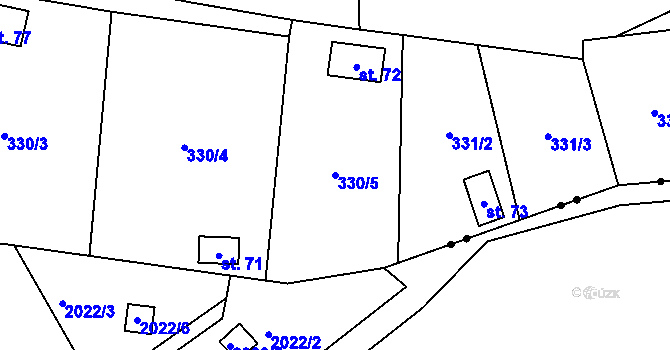 Parcela st. 330/5 v KÚ Trávník u Kladorub, Katastrální mapa