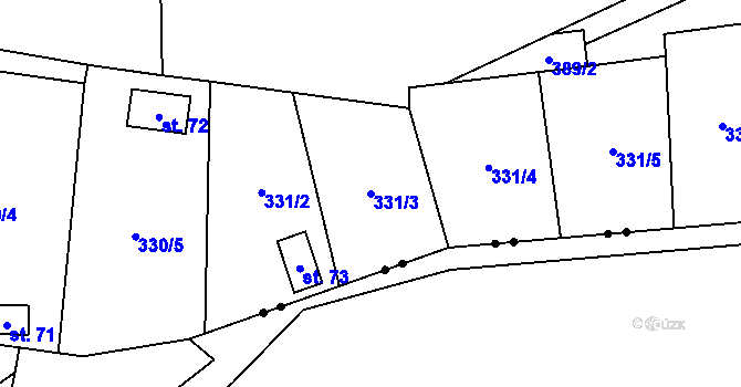 Parcela st. 331/3 v KÚ Trávník u Kladorub, Katastrální mapa