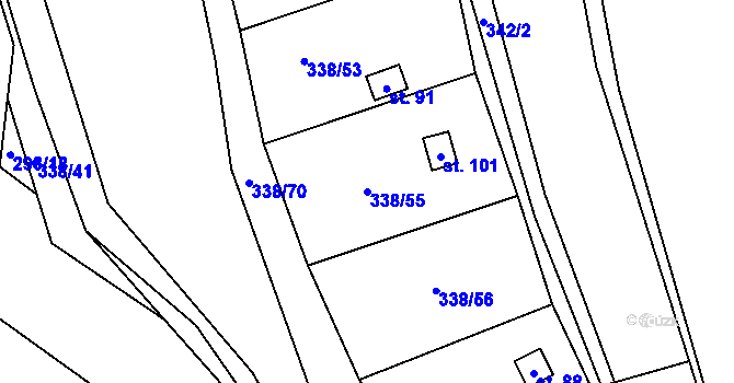 Parcela st. 338/55 v KÚ Trávník u Kladorub, Katastrální mapa