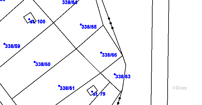 Parcela st. 338/66 v KÚ Trávník u Kladorub, Katastrální mapa