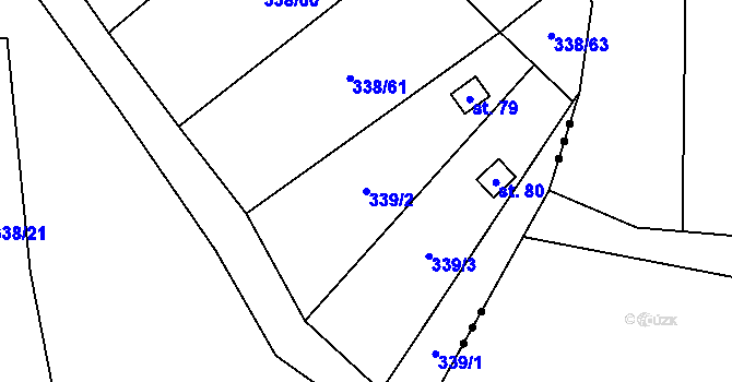 Parcela st. 339/2 v KÚ Trávník u Kladorub, Katastrální mapa