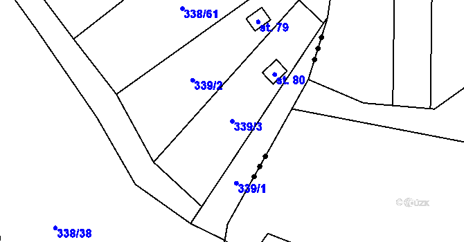 Parcela st. 339/3 v KÚ Trávník u Kladorub, Katastrální mapa