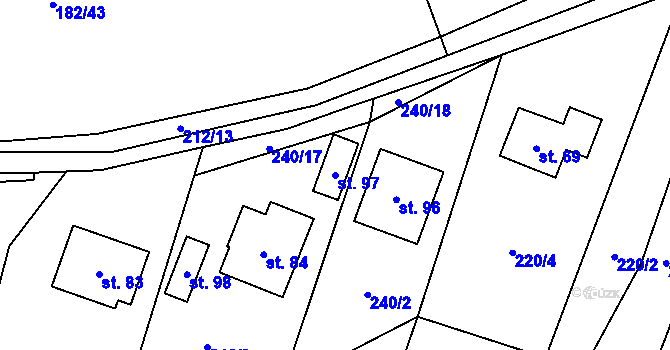 Parcela st. 97 v KÚ Trávník u Kladorub, Katastrální mapa