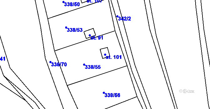 Parcela st. 101 v KÚ Trávník u Kladorub, Katastrální mapa