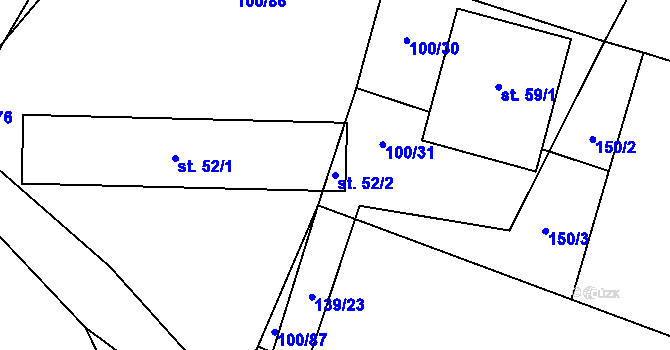 Parcela st. 52/2 v KÚ Trávník u Kladorub, Katastrální mapa