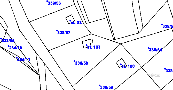 Parcela st. 103 v KÚ Trávník u Kladorub, Katastrální mapa