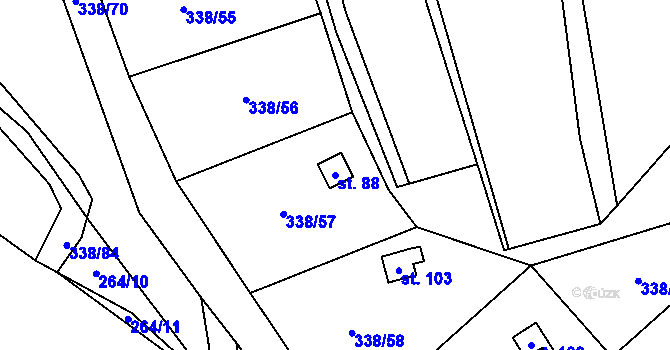 Parcela st. 88 v KÚ Trávník u Kladorub, Katastrální mapa