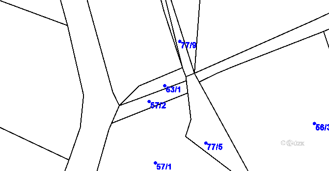 Parcela st. 63/1 v KÚ Trávník u Kladorub, Katastrální mapa