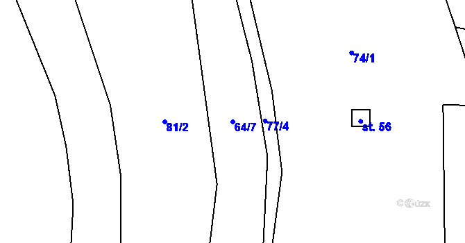 Parcela st. 64/7 v KÚ Trávník u Kladorub, Katastrální mapa