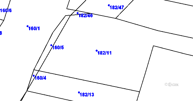Parcela st. 182/11 v KÚ Trávník u Kladorub, Katastrální mapa