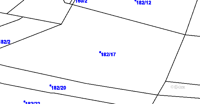 Parcela st. 182/17 v KÚ Trávník u Kladorub, Katastrální mapa