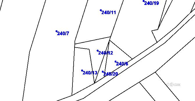 Parcela st. 240/12 v KÚ Trávník u Kladorub, Katastrální mapa
