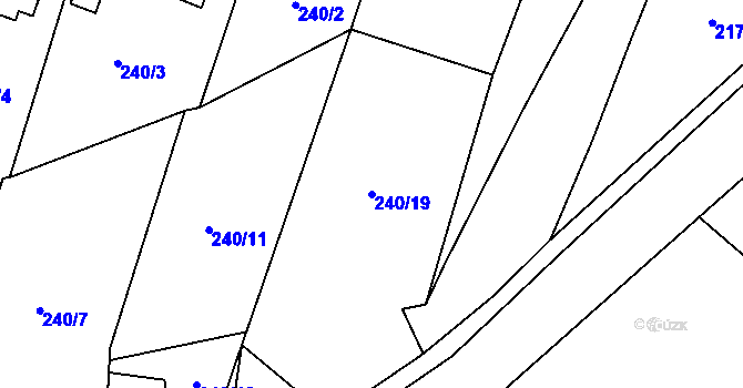 Parcela st. 240/19 v KÚ Trávník u Kladorub, Katastrální mapa