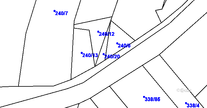 Parcela st. 240/20 v KÚ Trávník u Kladorub, Katastrální mapa