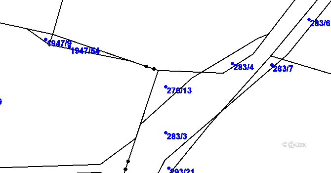 Parcela st. 276/13 v KÚ Trávník u Kladorub, Katastrální mapa