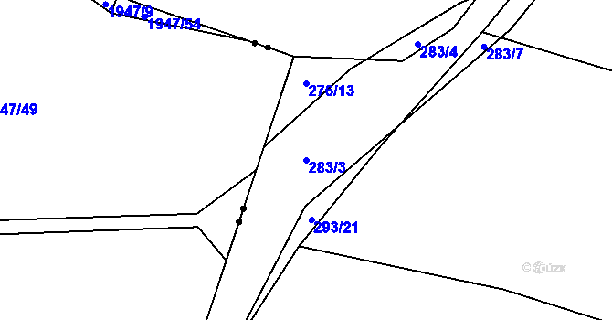 Parcela st. 283/3 v KÚ Trávník u Kladorub, Katastrální mapa