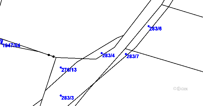 Parcela st. 283/4 v KÚ Trávník u Kladorub, Katastrální mapa