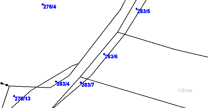 Parcela st. 283/6 v KÚ Trávník u Kladorub, Katastrální mapa
