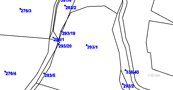 Parcela st. 293/1 v KÚ Trávník u Kladorub, Katastrální mapa
