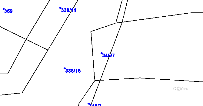 Parcela st. 345/7 v KÚ Trávník u Kladorub, Katastrální mapa