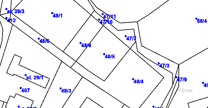 Parcela st. 48/5 v KÚ Trávník u Kladorub, Katastrální mapa