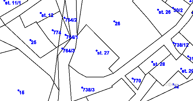 Parcela st. 27 v KÚ Kladrubce, Katastrální mapa