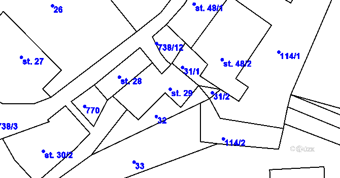 Parcela st. 29 v KÚ Kladrubce, Katastrální mapa