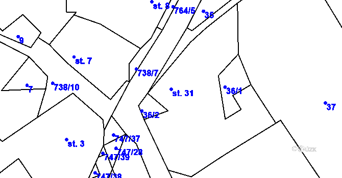 Parcela st. 31 v KÚ Kladrubce, Katastrální mapa