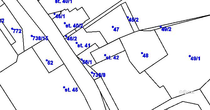 Parcela st. 42 v KÚ Kladrubce, Katastrální mapa