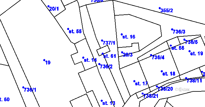 Parcela st. 61 v KÚ Kladrubce, Katastrální mapa