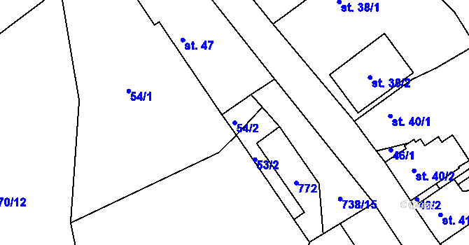 Parcela st. 54/2 v KÚ Kladrubce, Katastrální mapa