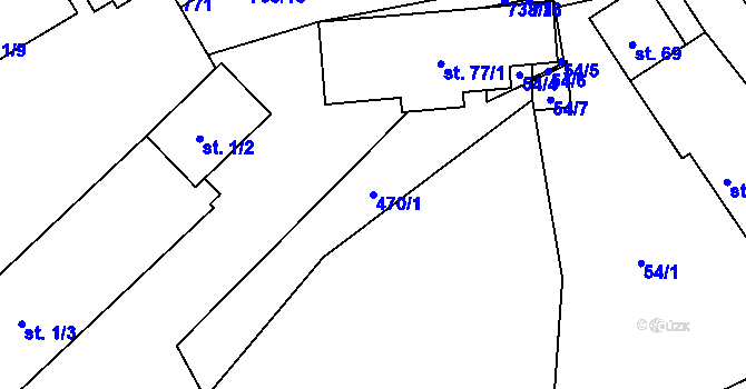 Parcela st. 470/1 v KÚ Kladrubce, Katastrální mapa