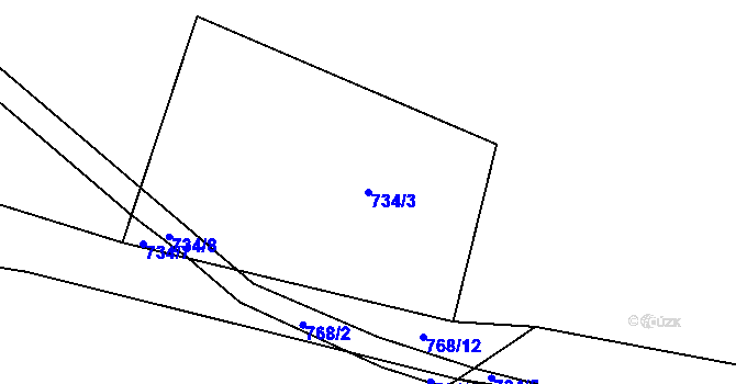 Parcela st. 734/3 v KÚ Kladrubce, Katastrální mapa