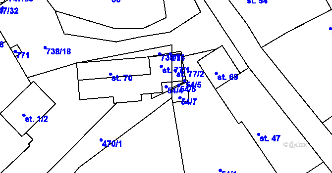 Parcela st. 54/4 v KÚ Kladrubce, Katastrální mapa