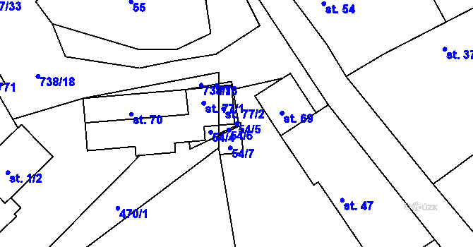 Parcela st. 54/5 v KÚ Kladrubce, Katastrální mapa