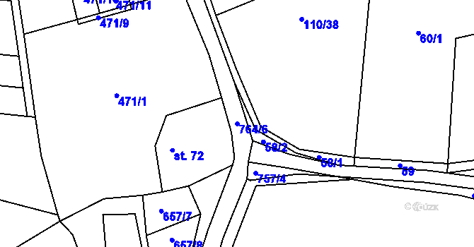 Parcela st. 764/6 v KÚ Kladrubce, Katastrální mapa