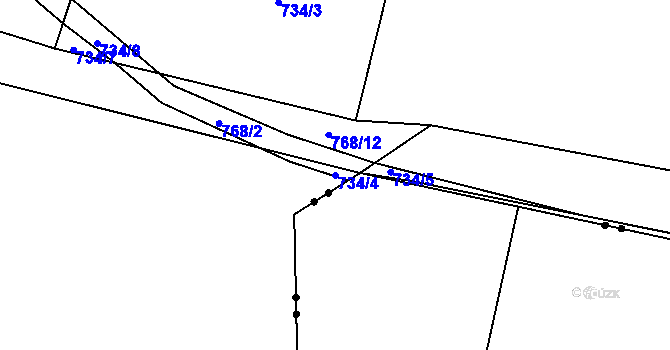 Parcela st. 734/4 v KÚ Kladrubce, Katastrální mapa