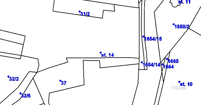 Parcela st. 14 v KÚ Kladruby u Vlašimi, Katastrální mapa