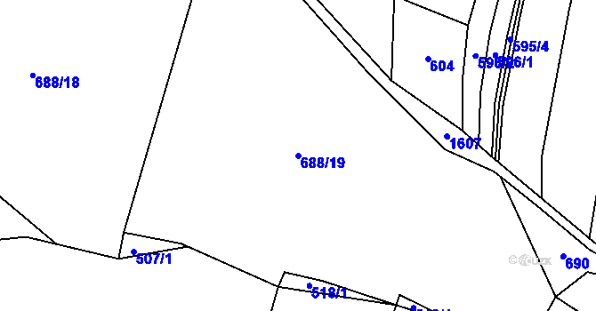 Parcela st. 688/19 v KÚ Kladruby u Vlašimi, Katastrální mapa