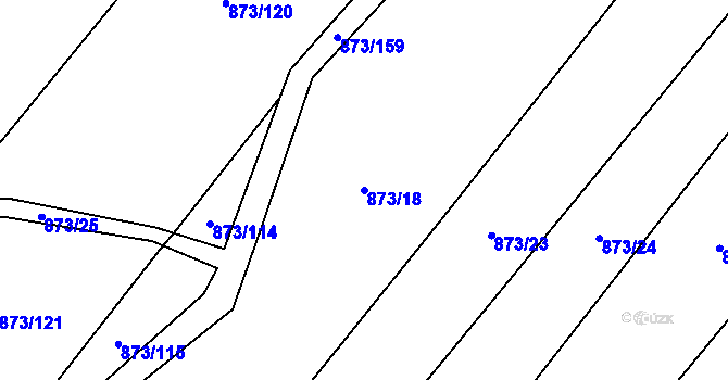 Parcela st. 873/18 v KÚ Kladruby u Vlašimi, Katastrální mapa