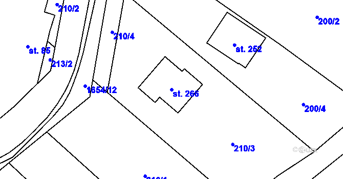 Parcela st. 266 v KÚ Kladruby u Vlašimi, Katastrální mapa