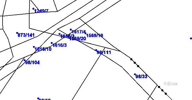 Parcela st. 98/111 v KÚ Kladruby u Vlašimi, Katastrální mapa