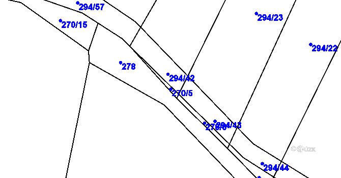 Parcela st. 270/5 v KÚ Kladruby u Vlašimi, Katastrální mapa