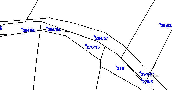Parcela st. 270/15 v KÚ Kladruby u Vlašimi, Katastrální mapa